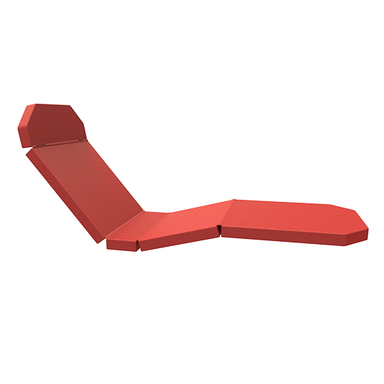 Matelas articulé rouge, fixation par velcro, épaisseur 5 cm